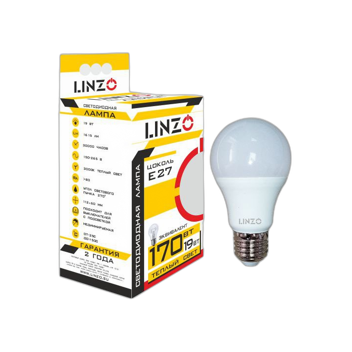 Лампа светодиодная LINZO LED A60 11W E27 3000K